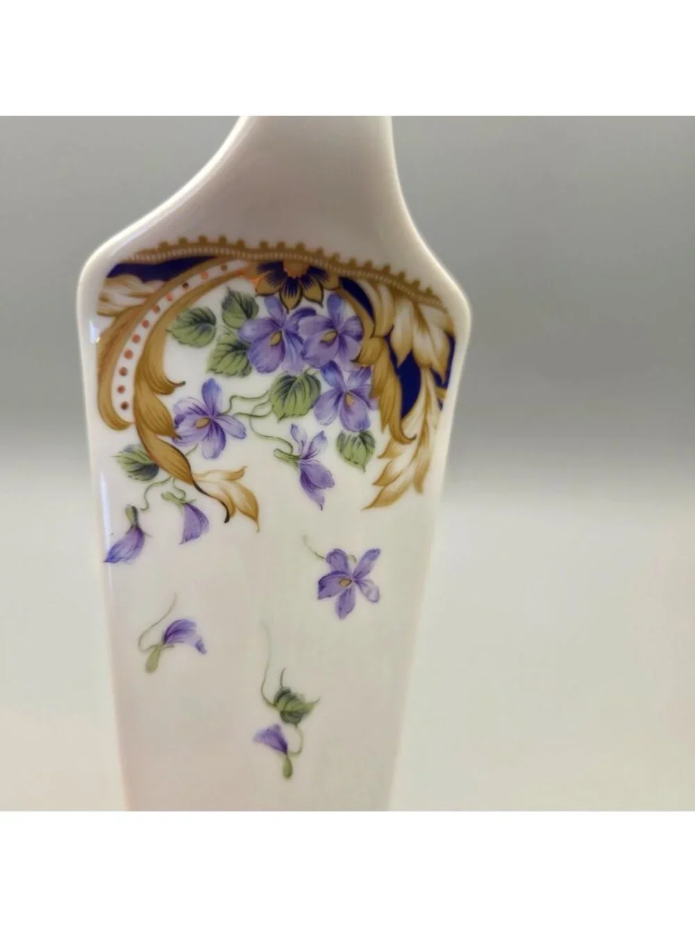 Royal Violets Porcelain Cake Pie Server Purple Gold Accents Andrea By Sadek